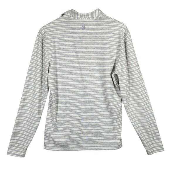 johnnie-O Brannen Long Sleeve Polo Men's Small Grey Striped Performance Stretch - Picture 3 of 12